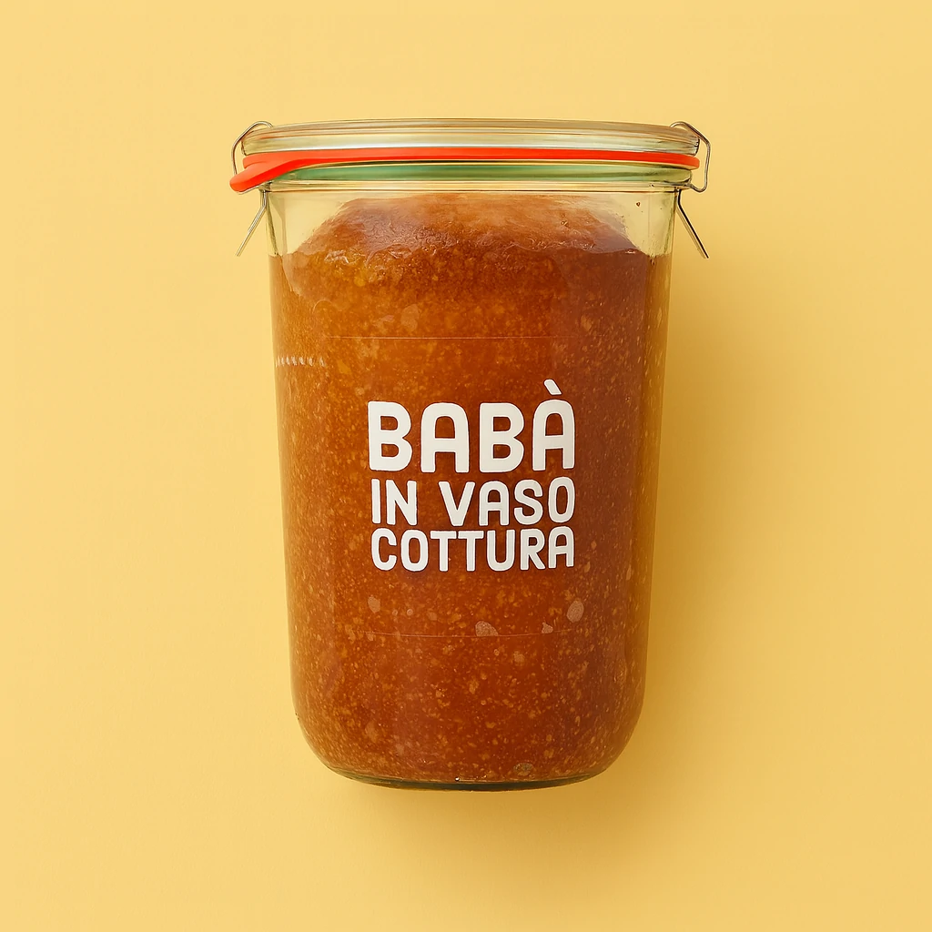 Babà artigianale Rossopepe cotto e conservato in vaso